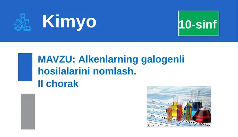 Alkenlarning galogenli hosilalarininomlash