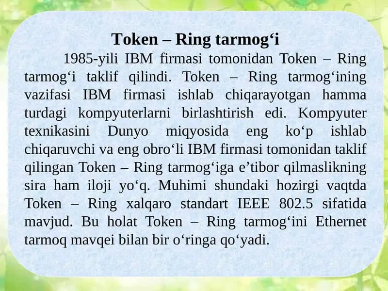 Token–Ringtаrmоg‘i