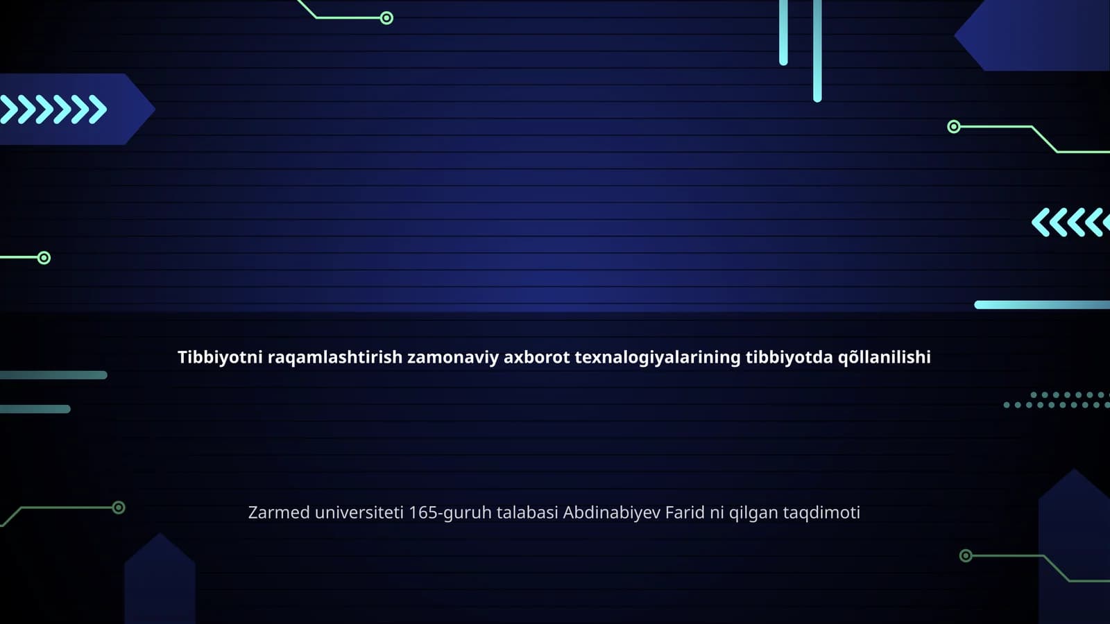 Tibbiyotni raqamlashtirish zamonaviy axborot texnologiyalarining tibbiyotda qõllanilishi