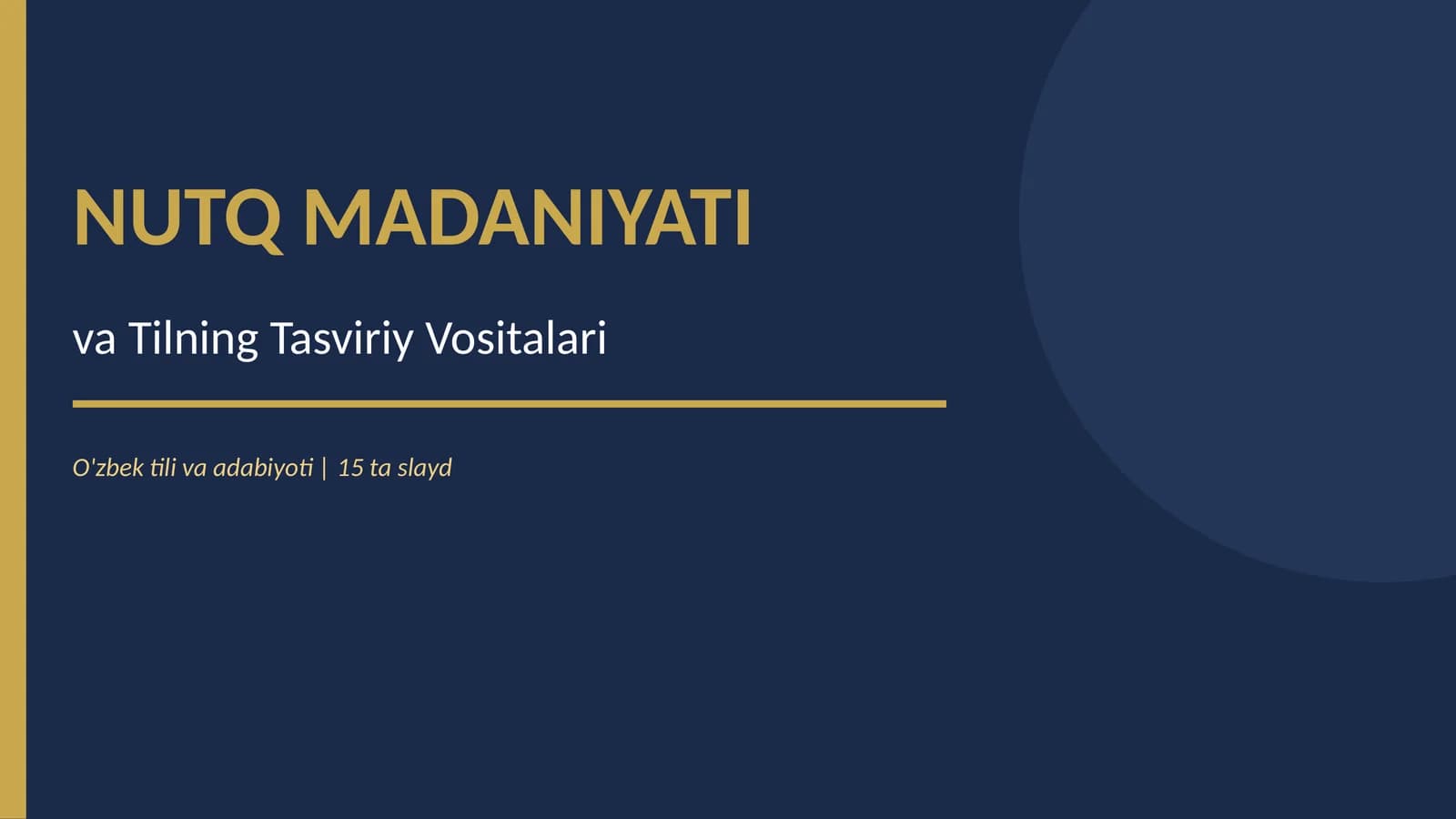 NUTQ MADANIYATI va Tilning Tasviriy Vositalari