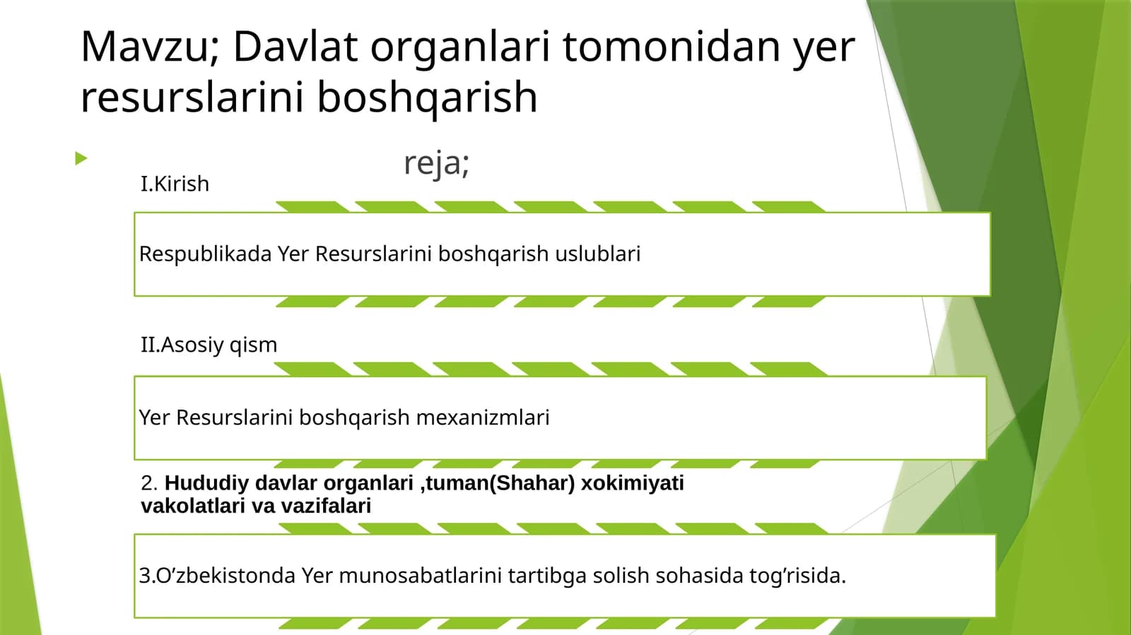 Davlat organlari tomonidan yer resurslarini boshqarish