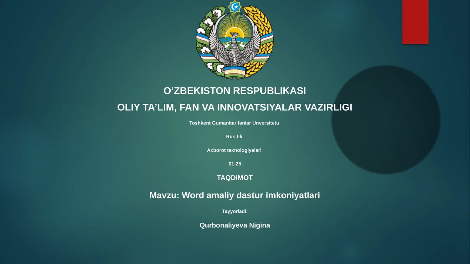 Word amaliy dastur imkoniyatlari