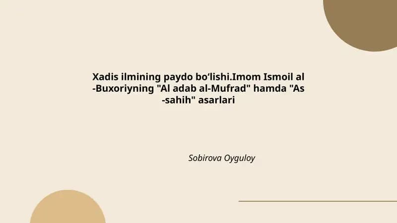 Xadis ilmining paydo boʻlishi