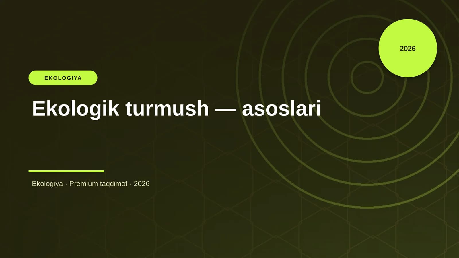 Ekologik turmush — asoslari