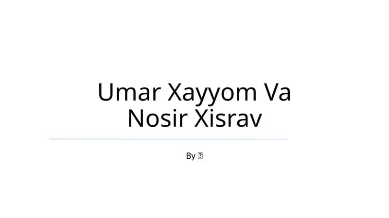 Umar Xayyom Va Nosir Xisrav