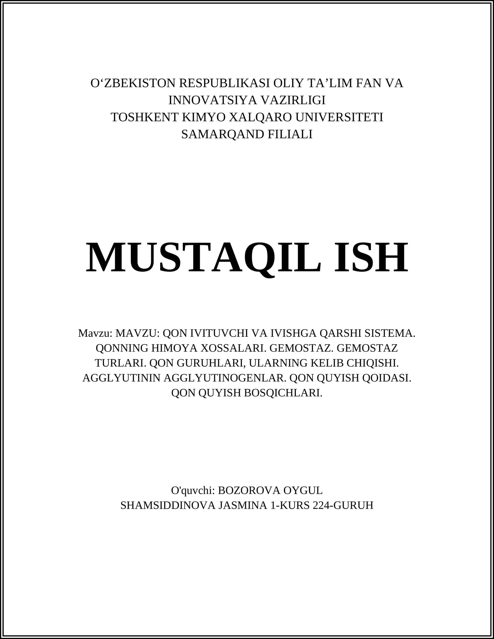 Qon ivituvchi va ivishga qarshi sistema