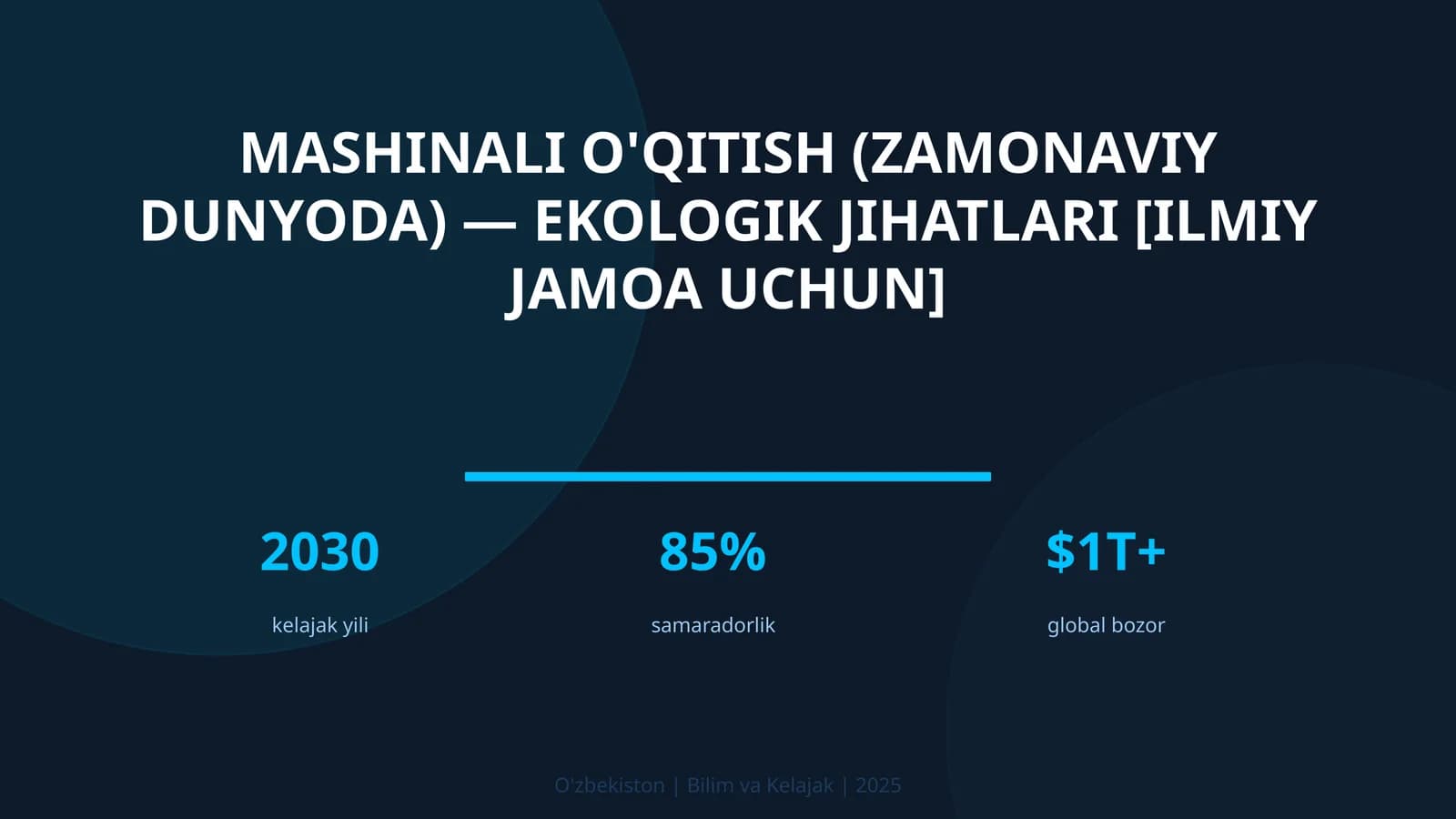 Mashinali o'qitish (zamonaviy dunyoda) — ekologik jihatlari [ilmiy jamoa uchun]