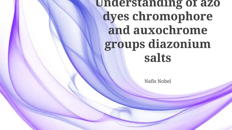 Understanding of azo dyes chromophore and auxochrome groups diazonium salts