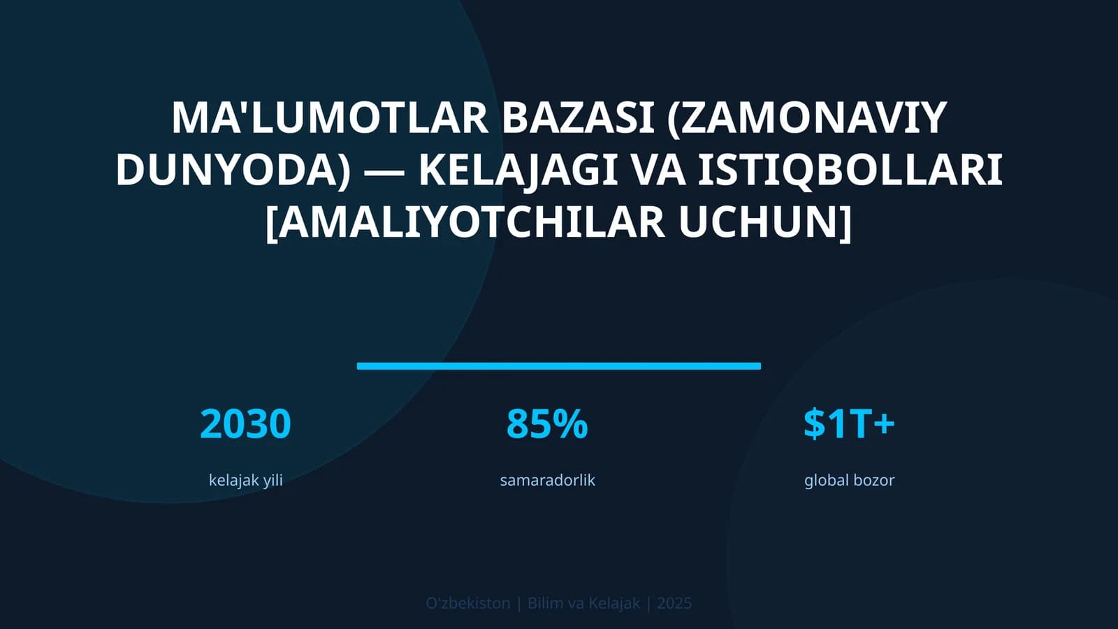 MA'LUMOTLAR BAZASI (ZAMONAVIY DUNYODA) — KELAJAGI VA ISTIQBOLLARI [AMALIYOTCHILAR UCHUN]