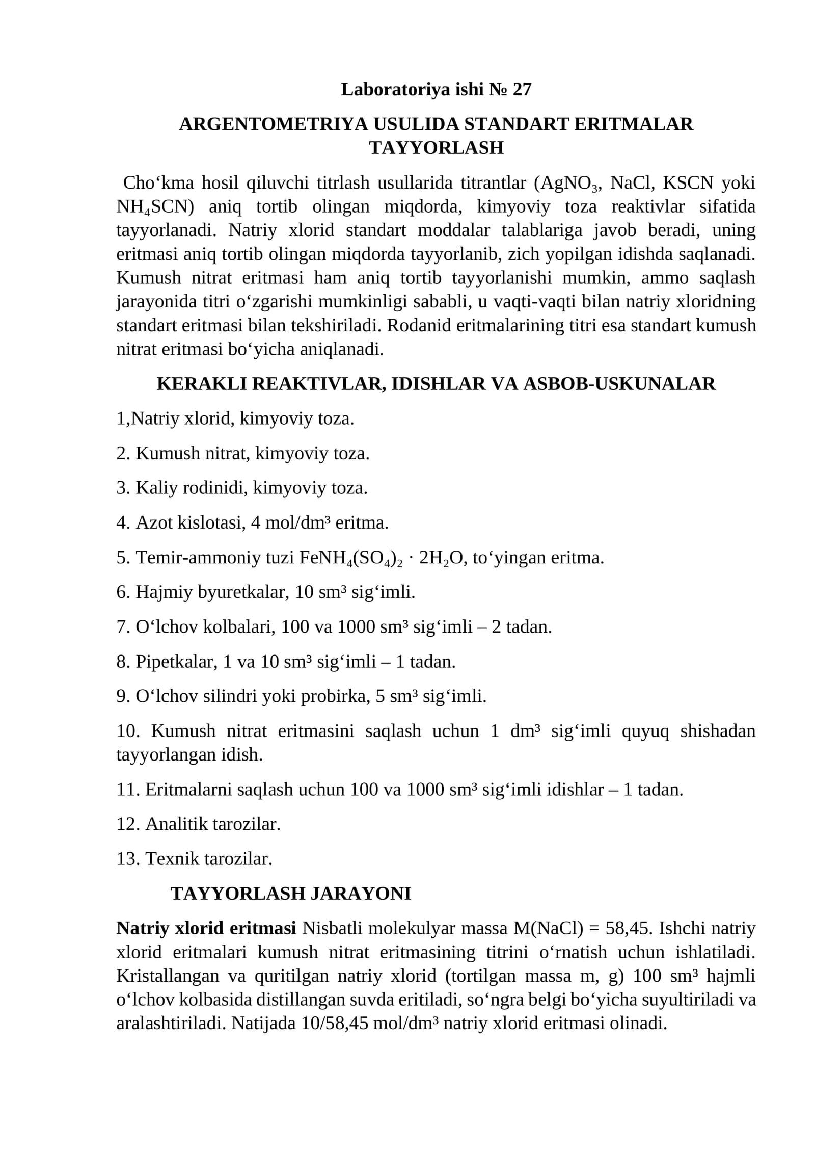 Laboratoriya ishi № 27