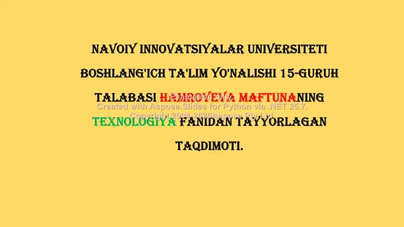 Texnologiya darslarida interaktiv metodlardan foydalanish