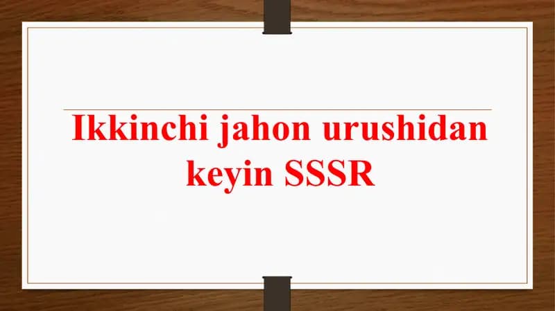 Ikkinchi jahon urushidan keyin SSSR