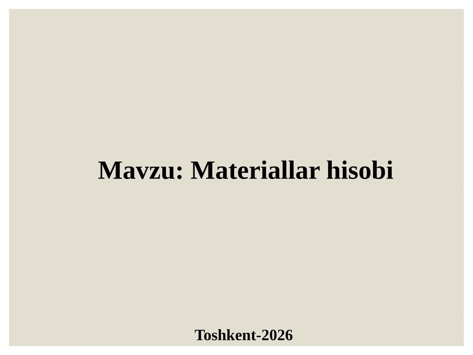 Materiallarhisobi