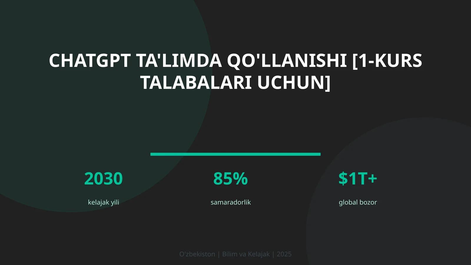 ChatGPT ta'limda qo'llanishi [1-kurs talabalari uchun]
