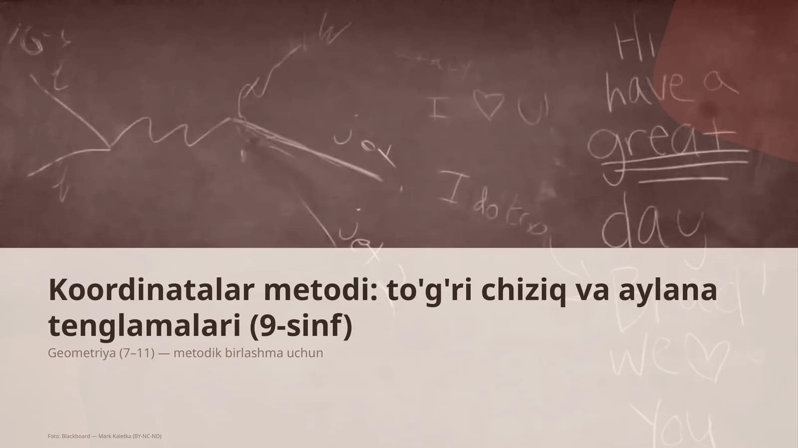 Koordinatalar metodi: to'g'ri chiziq va aylana tenglamalari (9-sinf)