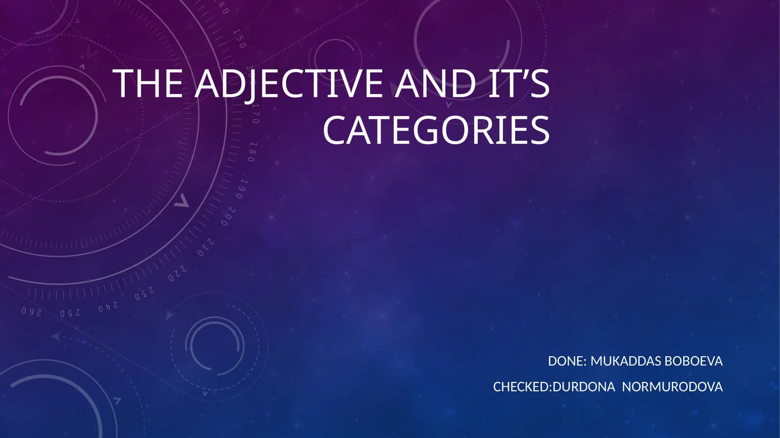 The adjective and its categories