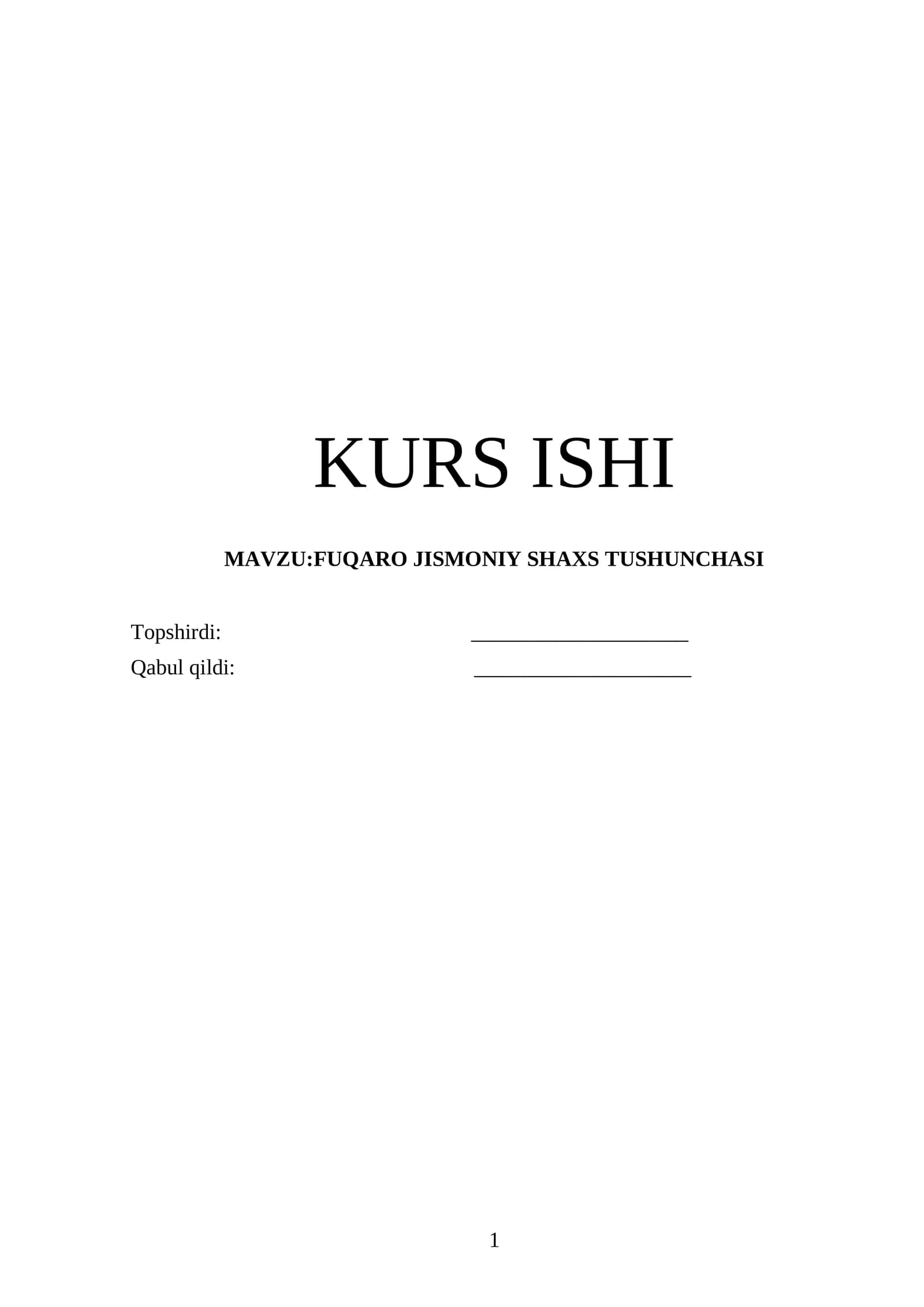 FUQARO JISMONIY SHAXS TUSHUNCHASI
