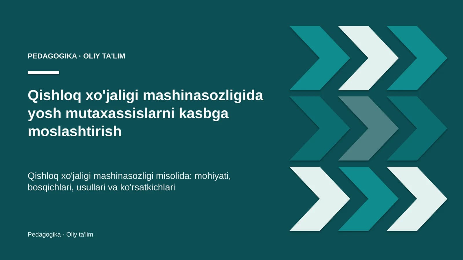 qishloq xo'jaligi mashinasozligida yosh mutaxassislarni kasbga moslashtirish 9100