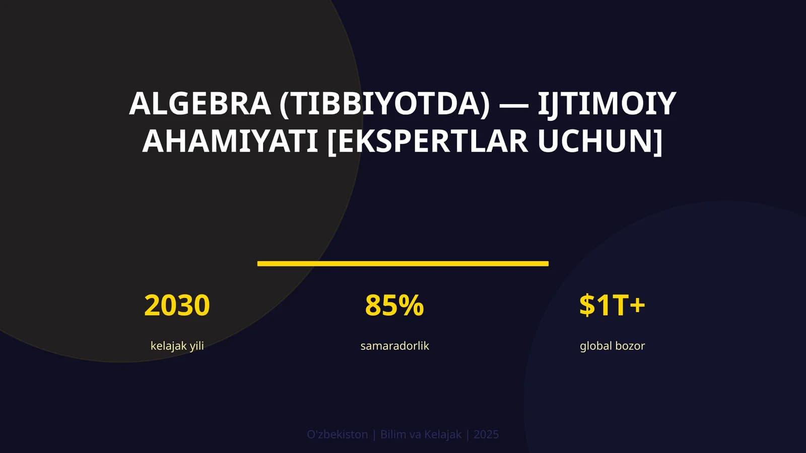 ALGEBRA (TIBBIYOTDA) — IJTIMOIY AHAMIYATI [EKSPERTLAR UCHUN]