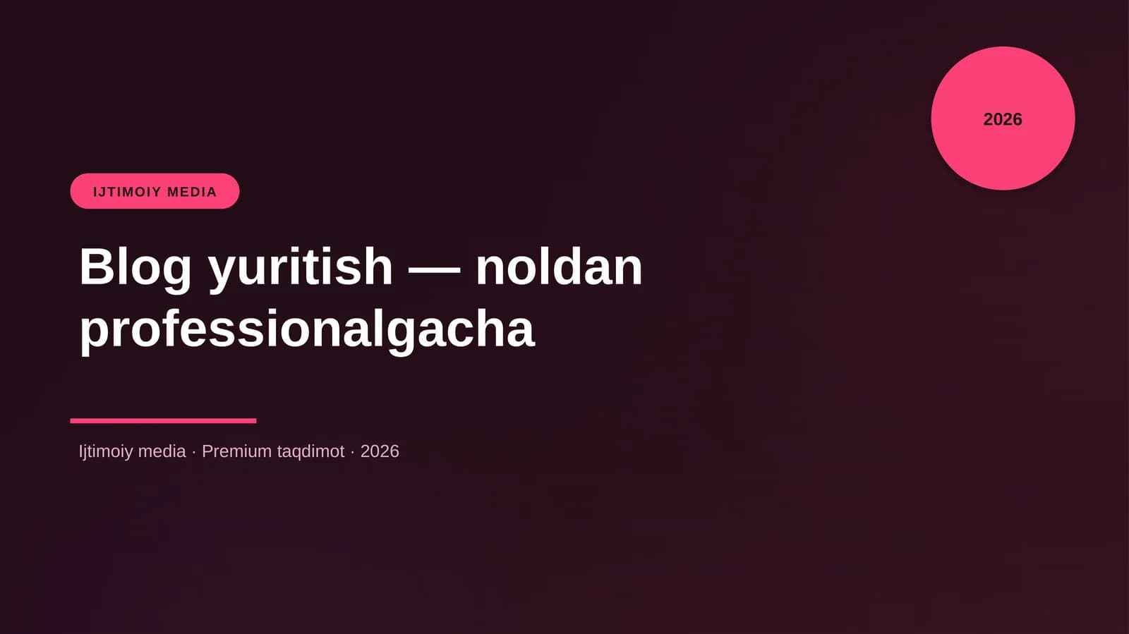 Blog yuritish — noldan professionalgacha