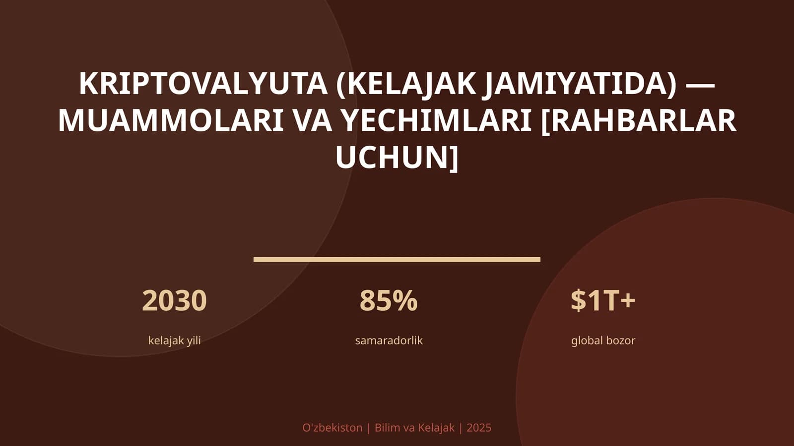 Kriptovalyuta (kelajak jamiyatida) - muammolari va yechimlari [rahbarlar uchun]