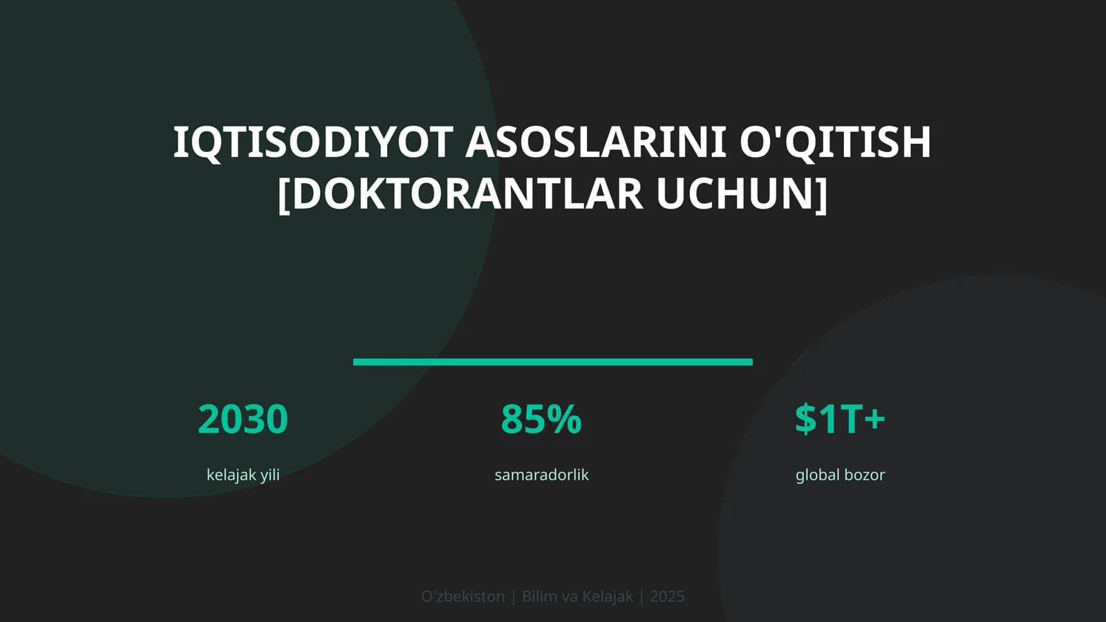 IQTISODIYOT ASOSLARINI O'QITISH [DOKTORANTLAR UCHUN]