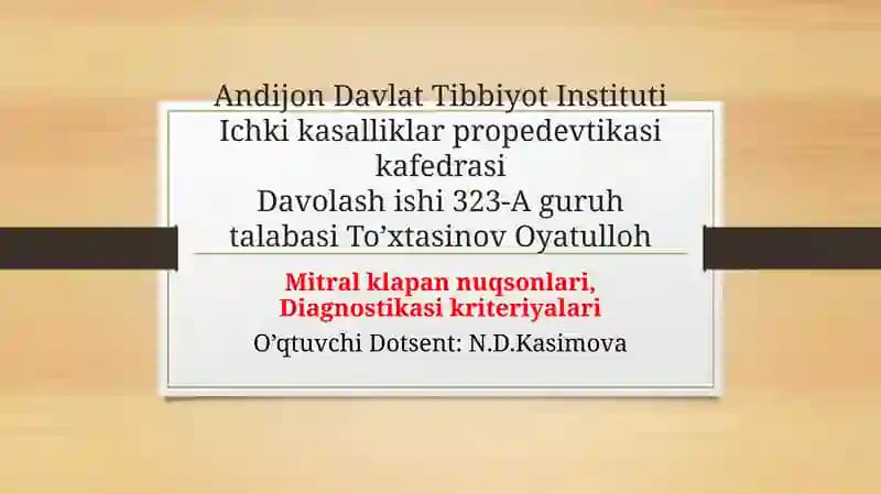 Mitral klapan nuqsonlari