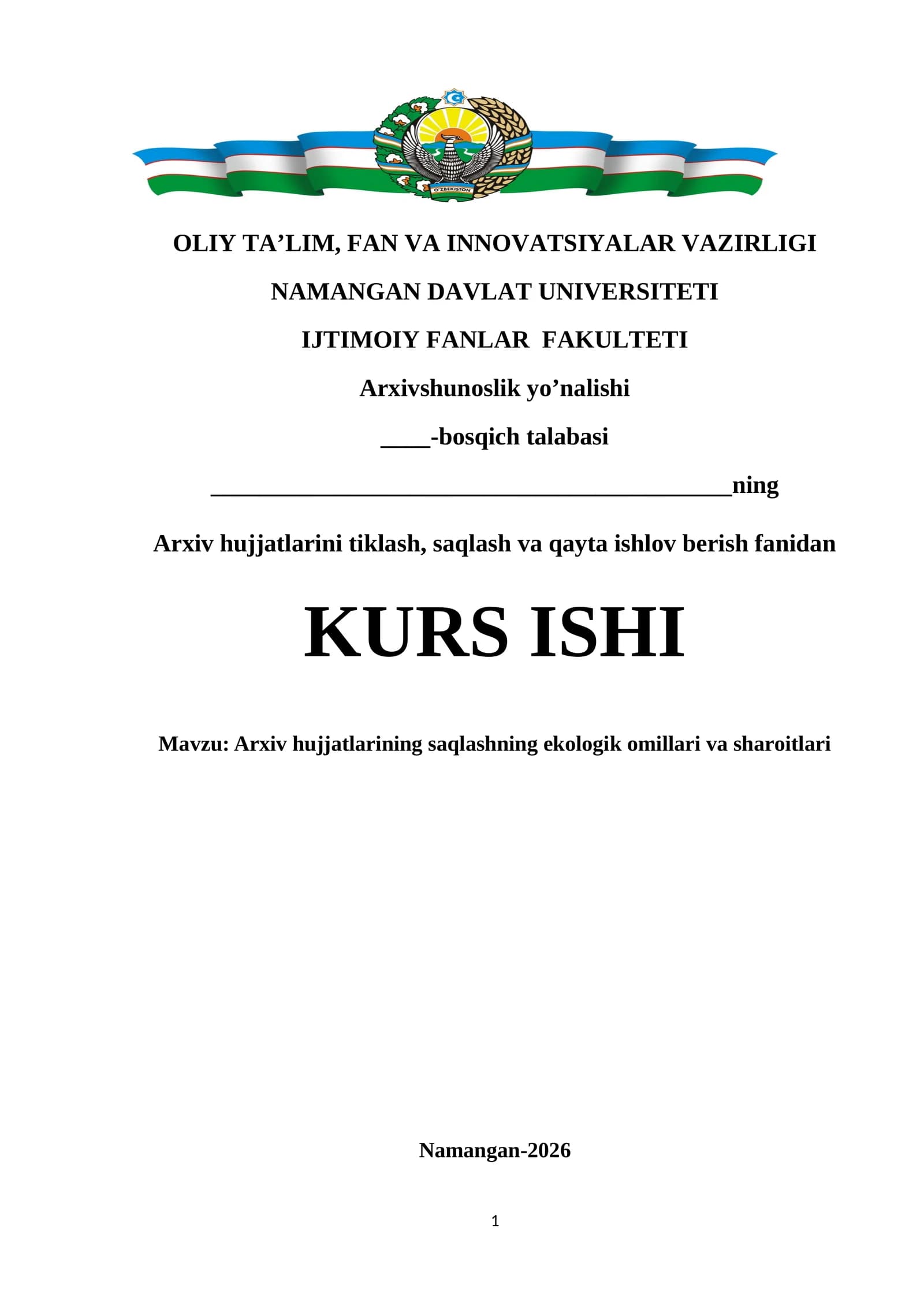 XALQARO TAJRIBADA IDORAVI ARXIVLAR TIZIMI VA UNNI OʻZBEKISTONDA QOʻLLASH