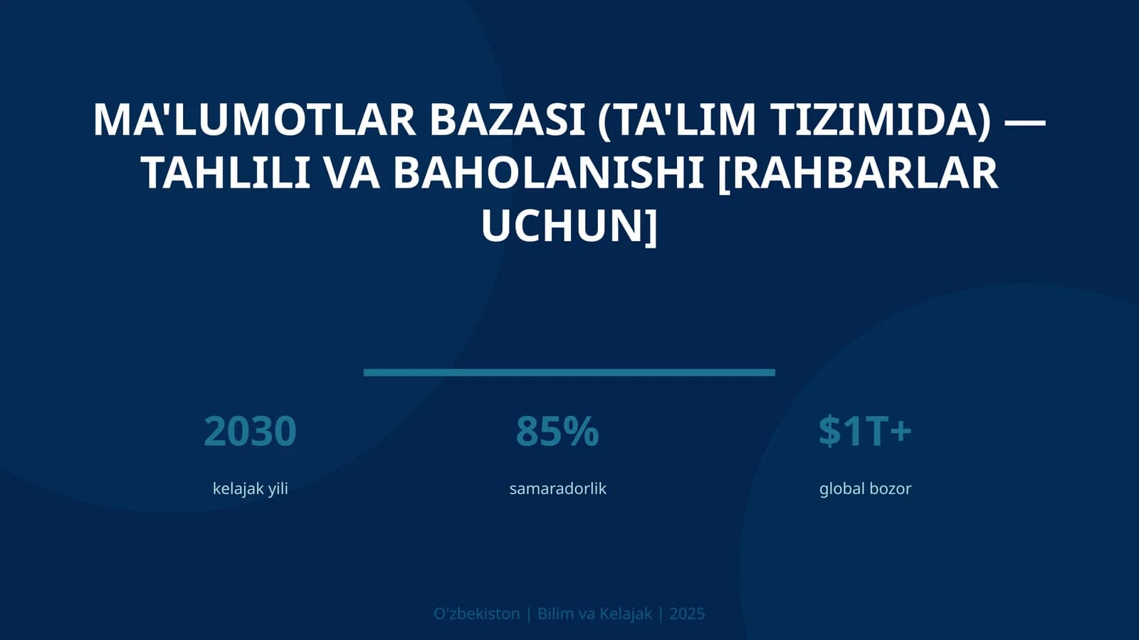 Ma'lumotlar bazasi (ta'lim tizimida) — tahlili va baholanishi [rahbarlar uchun]