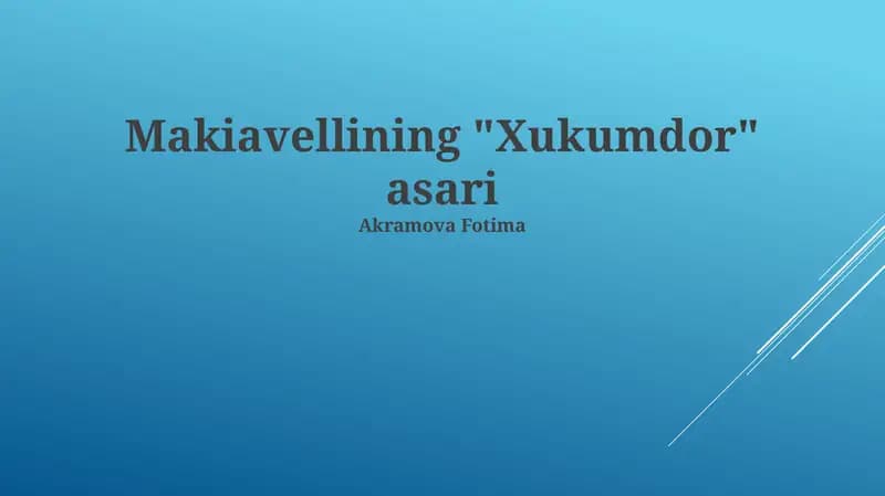 Shahzoda: Siyosiy Realizm