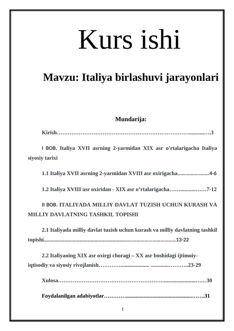 Italiya birlashuvi jarayonlari