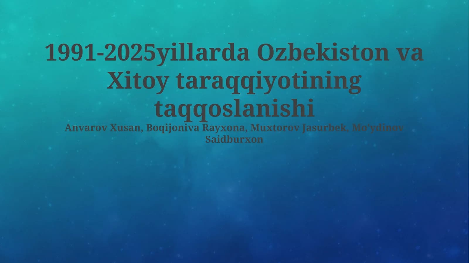 1991-2025yillarda Ozbekiston va Xitoy taraqqiyotining taqqoslanishi