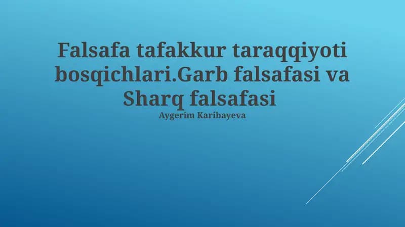 Falsafa tafakkur taraqqiyoti bosqichlari
