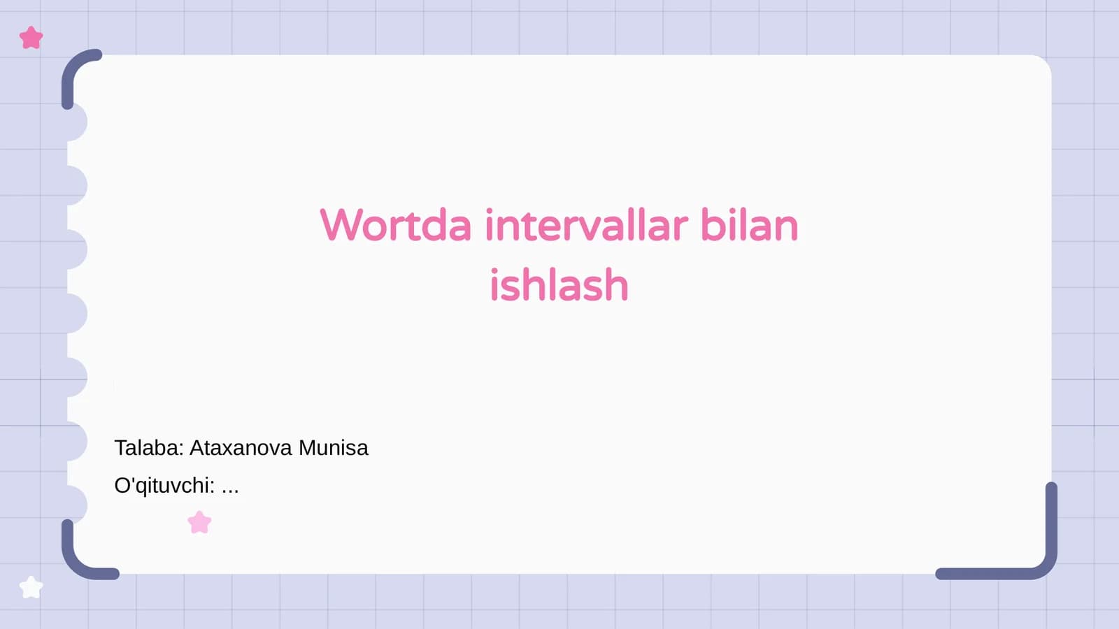 Wortda intervallar bilan ishlash