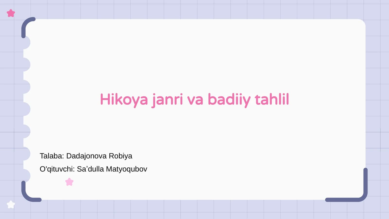 Hikoya janri va badiiy tahlil