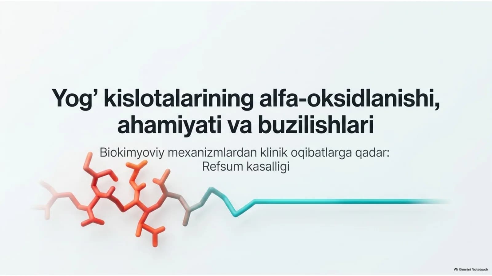 Yog‘ kislotalarining α-oksidlanishi: ahamiyati va buzilishlari — 15 slayd