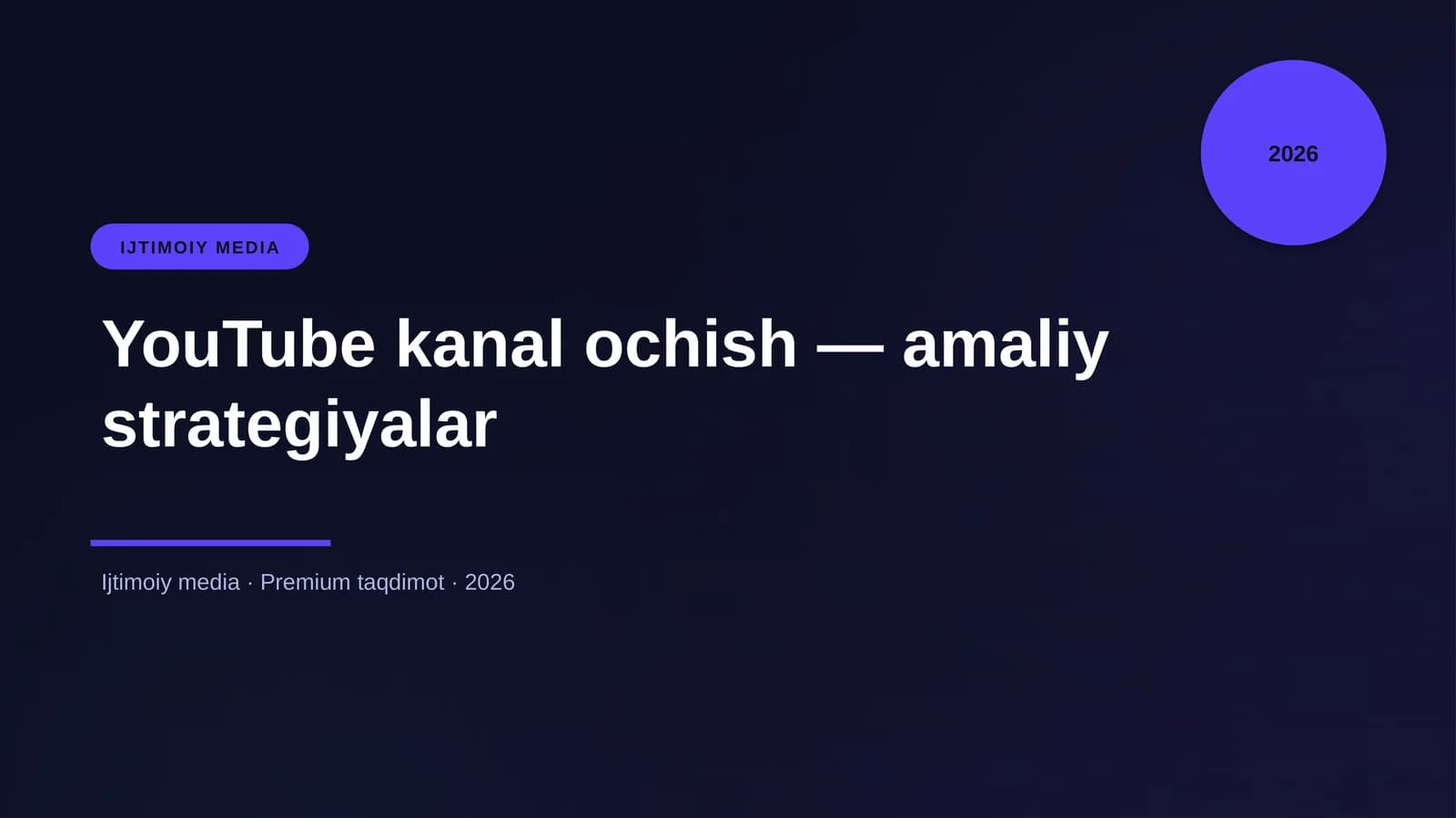YouTube kanal ochish — amaliy strategiyalar