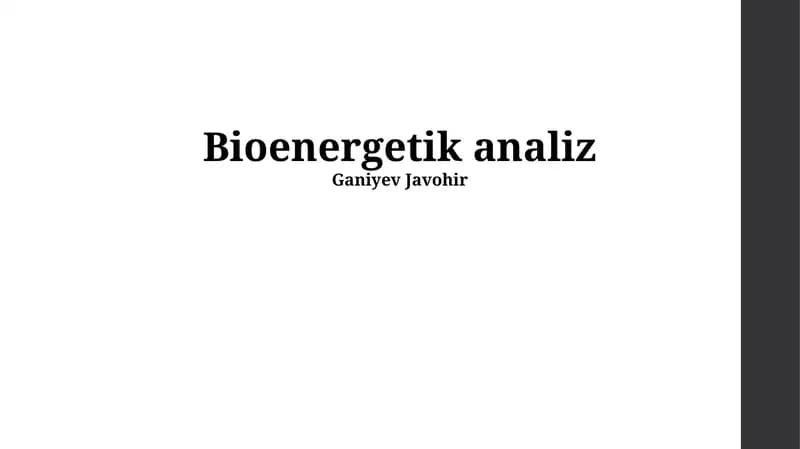 Bioenergetik analiz