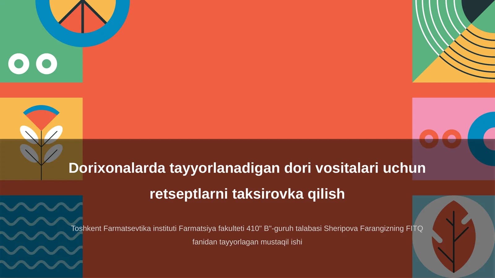 Dorixonalarda dori vositalari tayyorlash