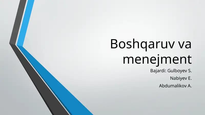 Boshqaruv va menejment