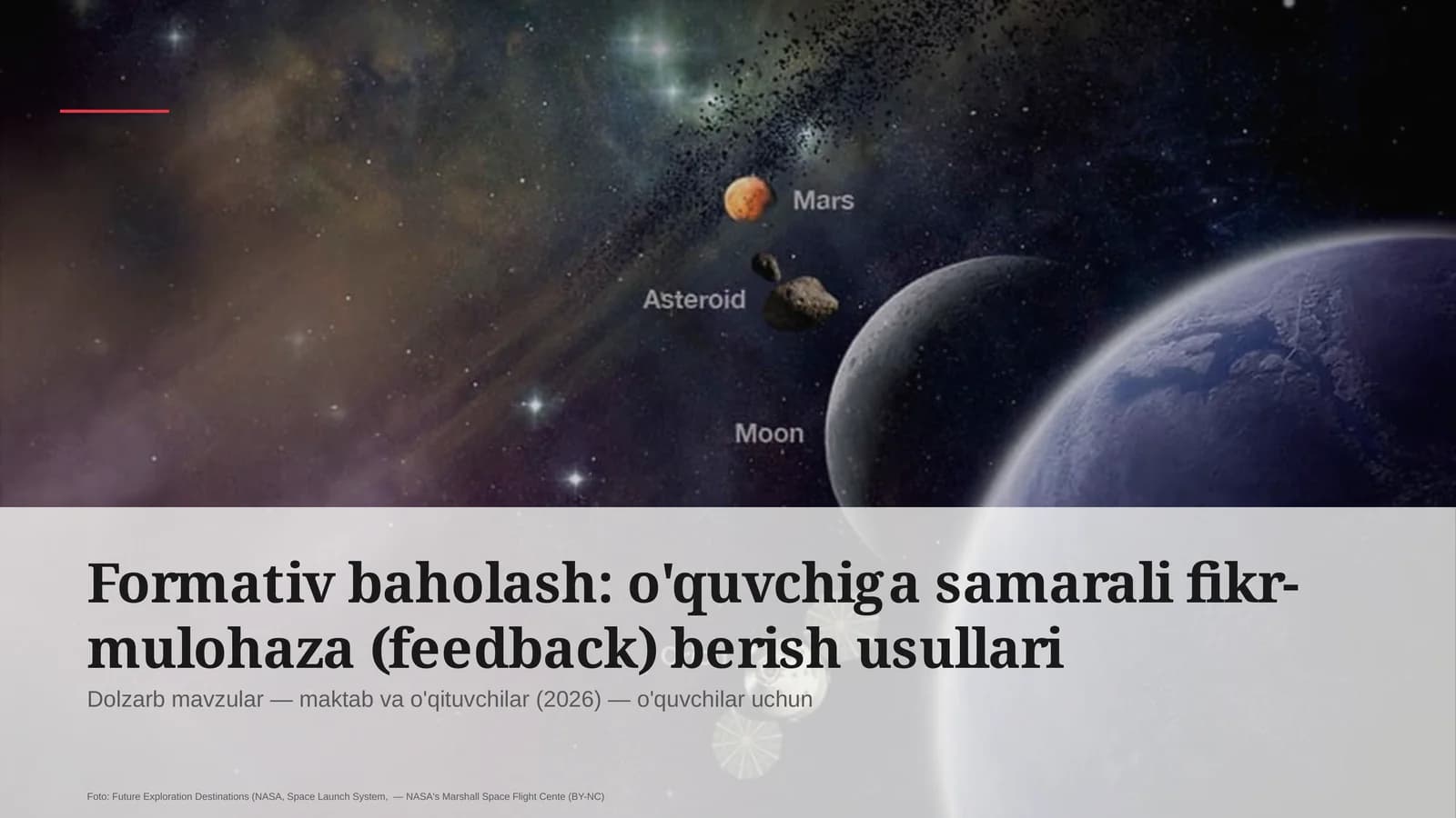 Formativ baholash: o'quvchiga samarali fikr-mulohaza (feedback) berish usullari