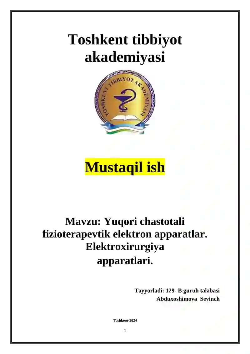 Yuqori chastotali fizioterapevtik elektron apparatlar