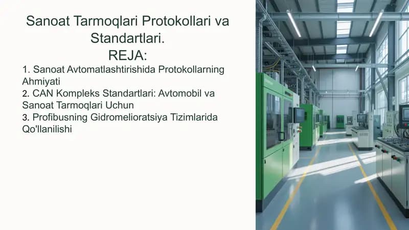 Sanoat Tarmoqlari ProtokollarivaStandartlari
