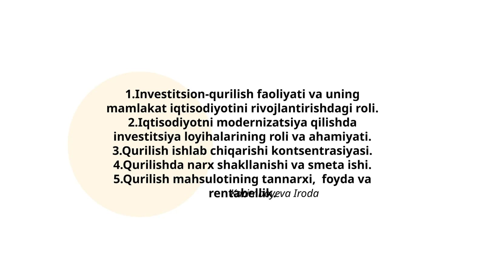 Investitsion-qurilish faoliyati va uning mamlakat iqtisodiyotini rivojlantirishdagi roli