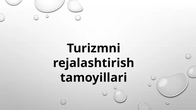 Turizmni rejalashtirish tamoyillari