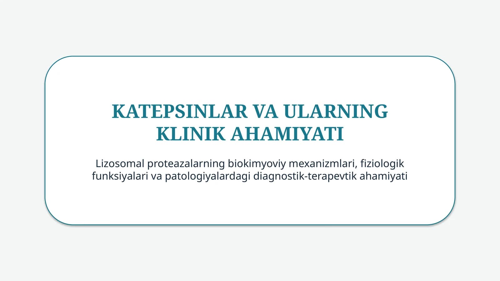 Katepsinlar va ularning klinik ahamiyati — 15 slayd