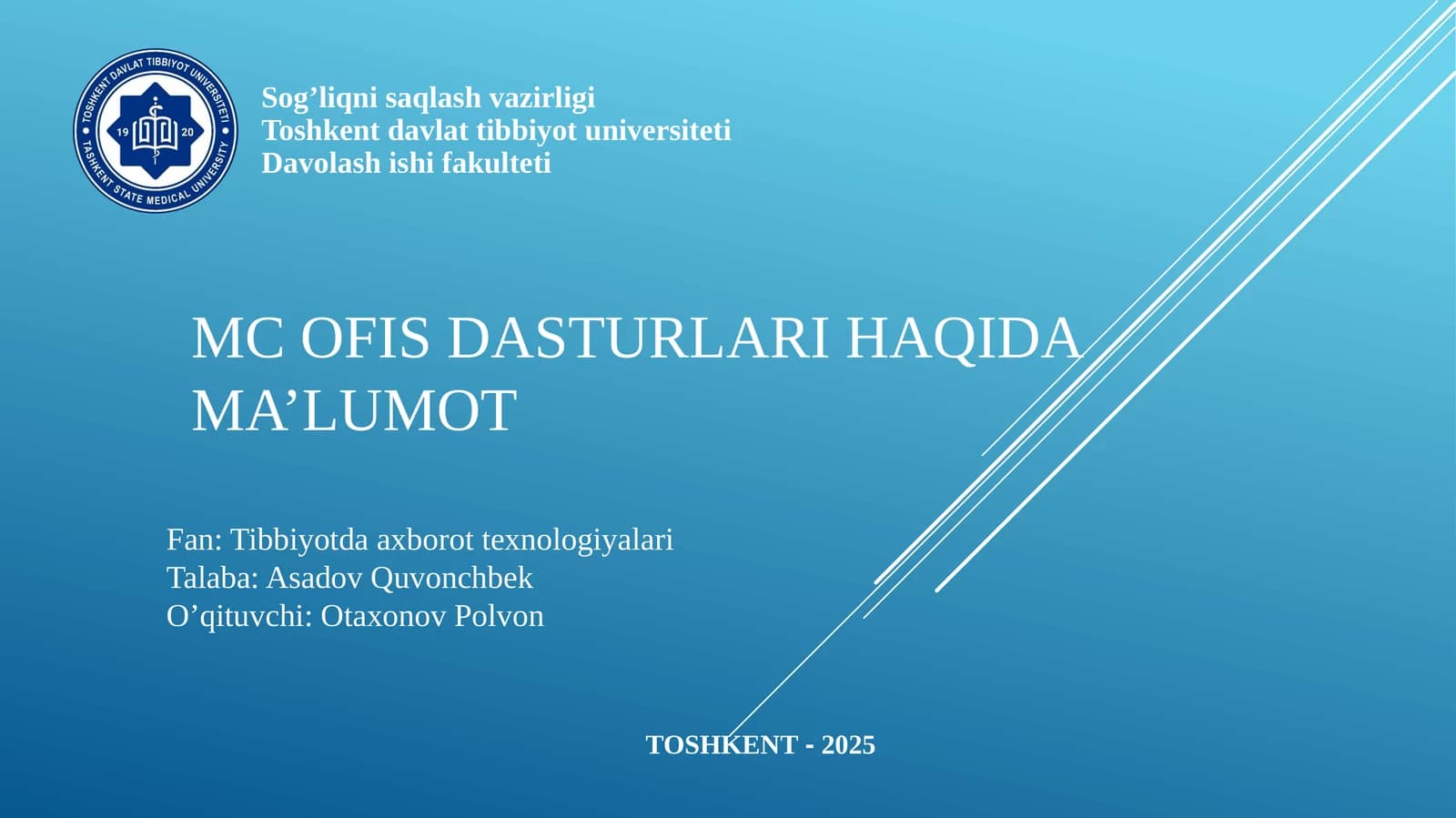 MC OFIS DASTURLARI HAQIDA MA’LUMOT