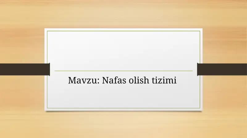 Nafas olish tizimi