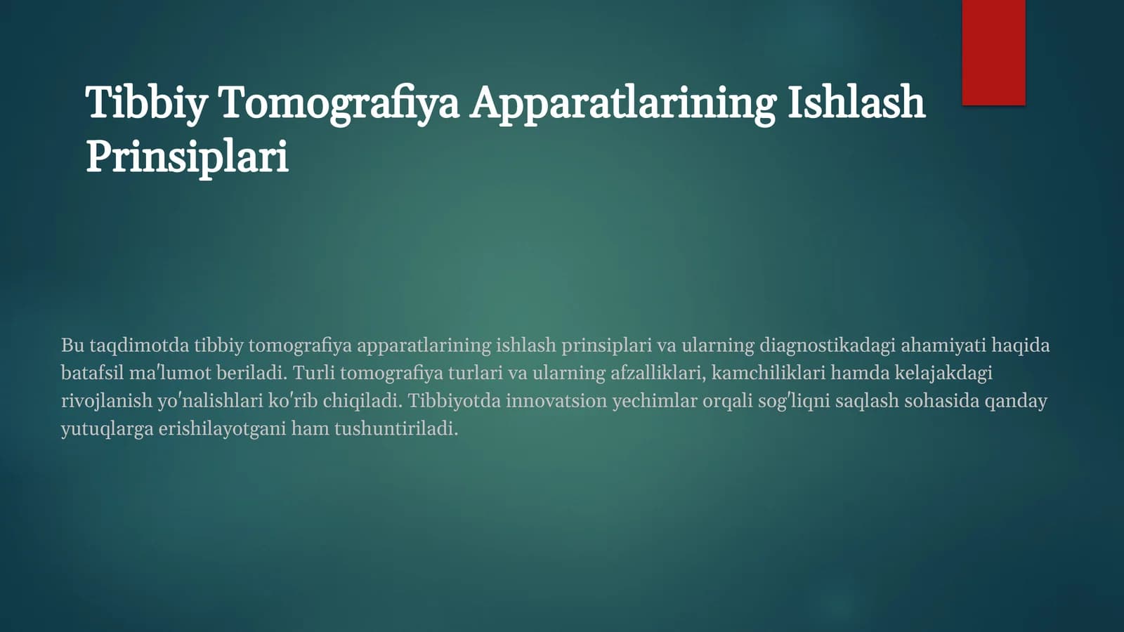Tibbiy Tomografiya Apparatlarining Ishlash Prinsiplari