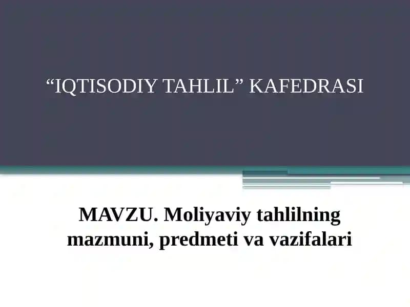 Moliyaviy tahlil